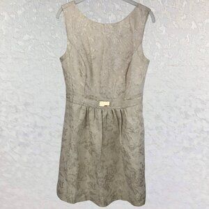 Jennifer Lopez Elegant Cream Shimmering Floral Sleeveless Midi Prom Dress Size 8